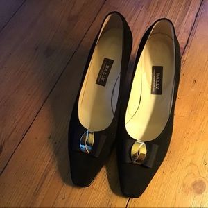 Bally black suede heels